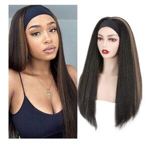US 24inch Cosplay wig no lace Daily use Synthetic hair Black Long Wavy Full Head